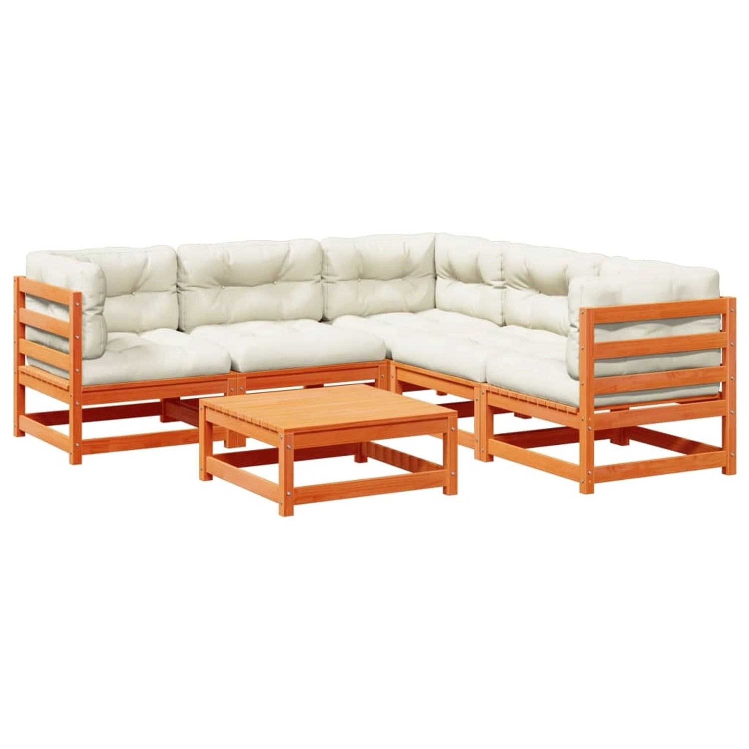 vidaXL 6-Tlg Garten-Sofagarnitur mit Kissen Wachsbraun Kiefernholz 3299446 günstig online kaufen