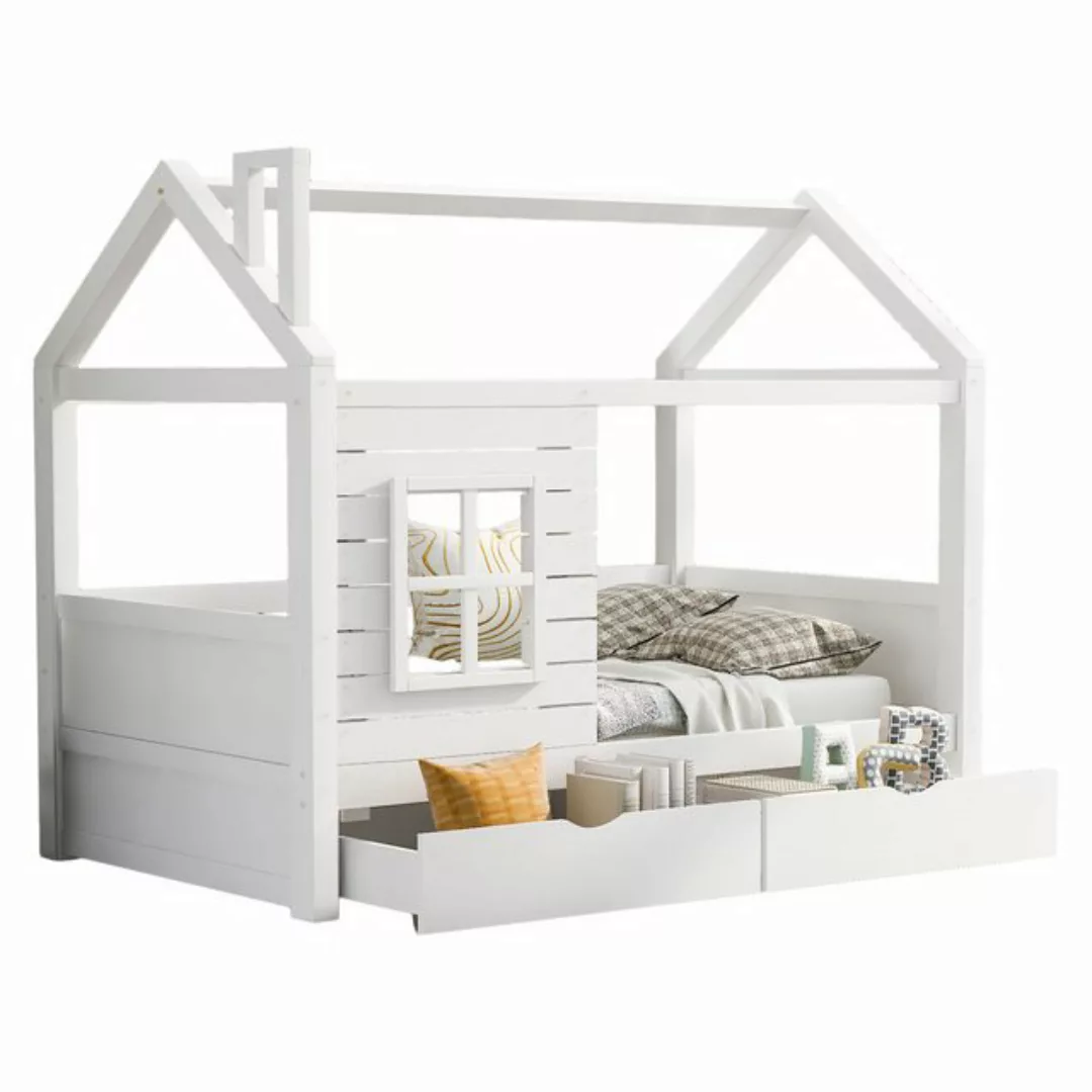 OKWISH Kinderbett Jugendbett Einzelbett (200x90 cm Weiß ohne Matratze mit 2 günstig online kaufen