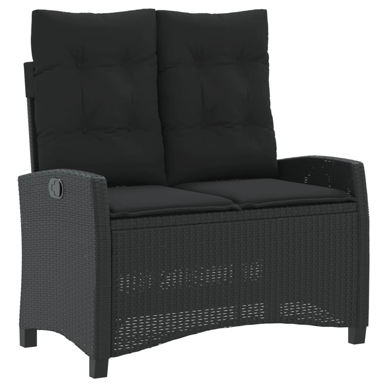 furnicato Gartenbank Verstellbar mit Kissen Schwarz Poly Rattan günstig online kaufen