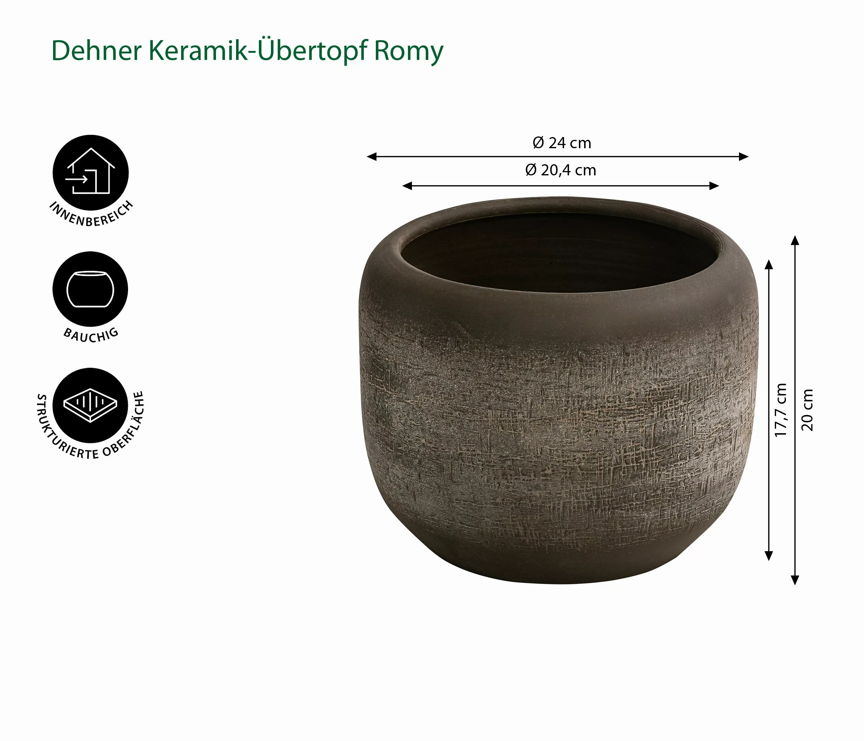 Dehner Übertopf Romy, Ø 24 - günstig online kaufen