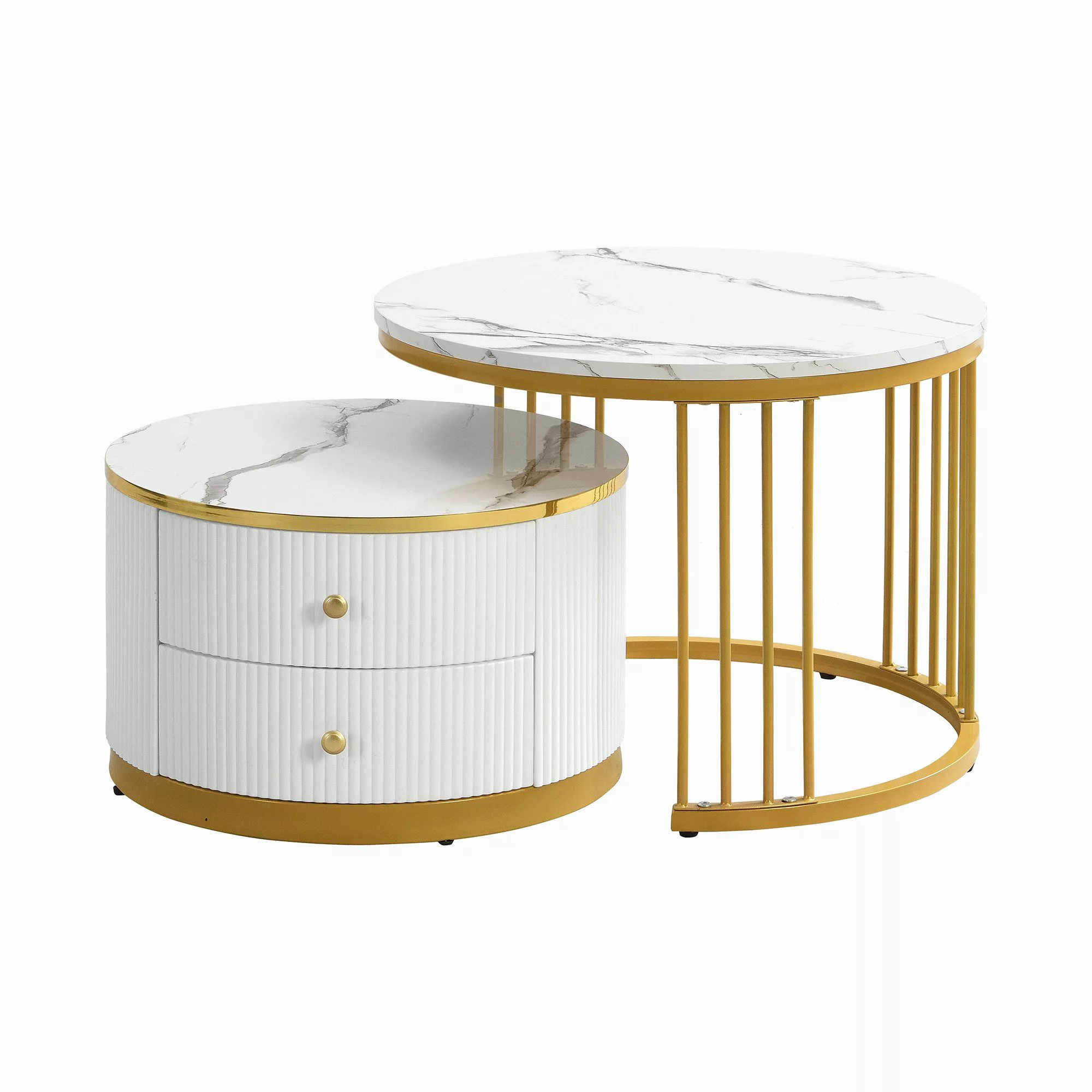 Odikalo Couchtisch Wohnzimmertisch-Set Tische Marmoroptik Schubladen günstig online kaufen