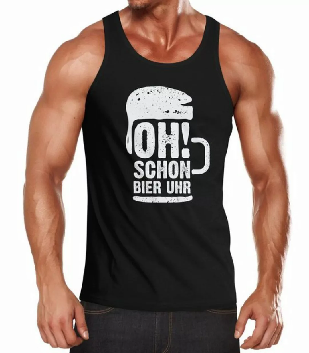 MoonWorks Tanktop Herren Tanktop oh schon Bier Uhr Muskelshirt Tank Top Mus günstig online kaufen