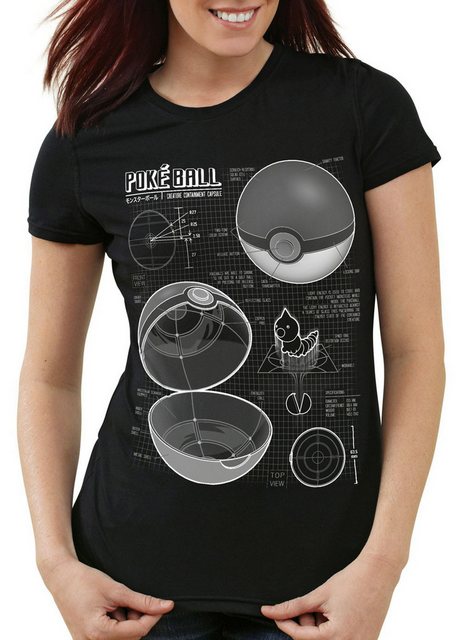 style3 T-Shirt Pokéball Blaupause monster spiel online pokemon günstig online kaufen