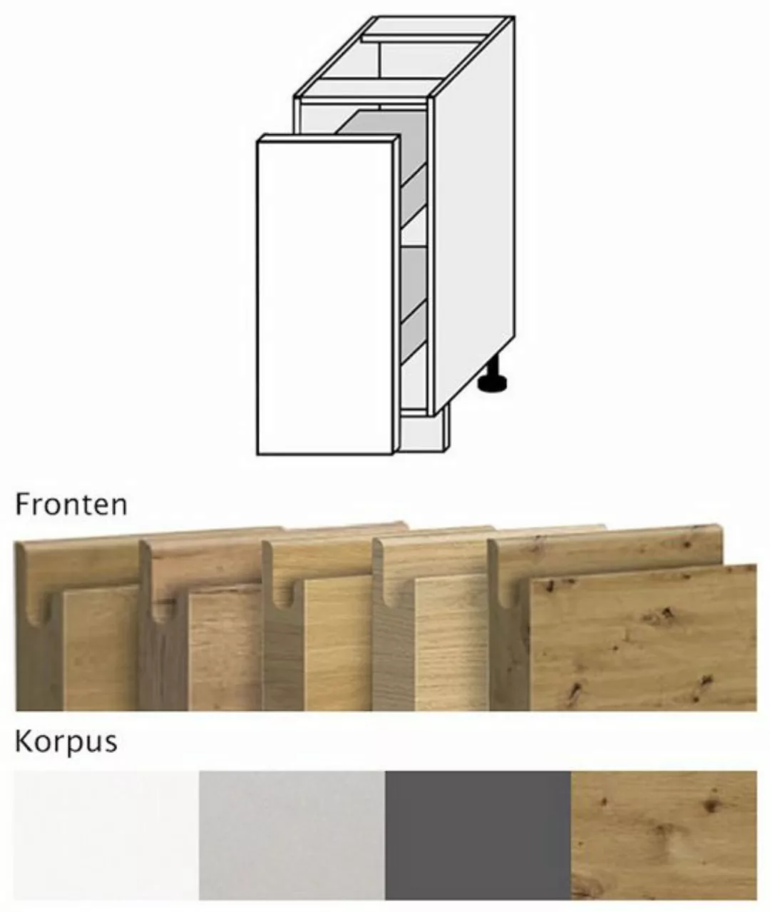 Feldmann-Wohnen Eckschrank Arezzo (1-St) 90cm Front-, Korpusfarbe & Ausführ günstig online kaufen