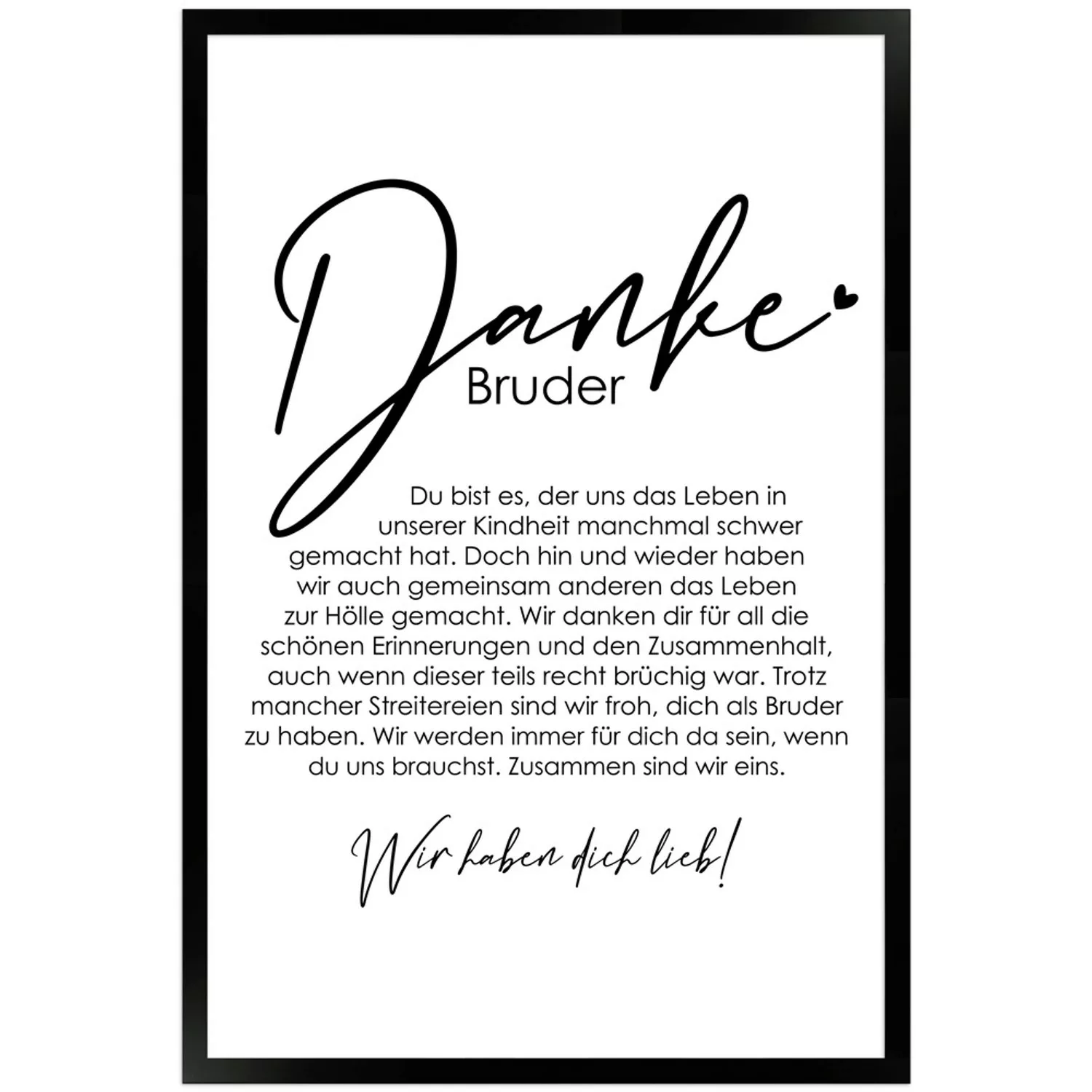 WANDStyle Gerahmtes Poster Danke Bruder 40 x 60 cm Geschenkidee für Mehrere günstig online kaufen