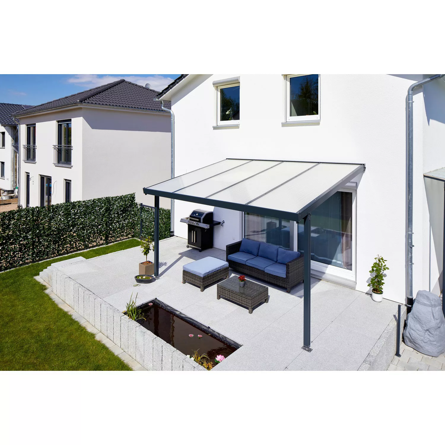 Terrassenüberdachung Premium (BxT) 410 cm x 306 cm Anthrazit Acryl Klima Bl günstig online kaufen