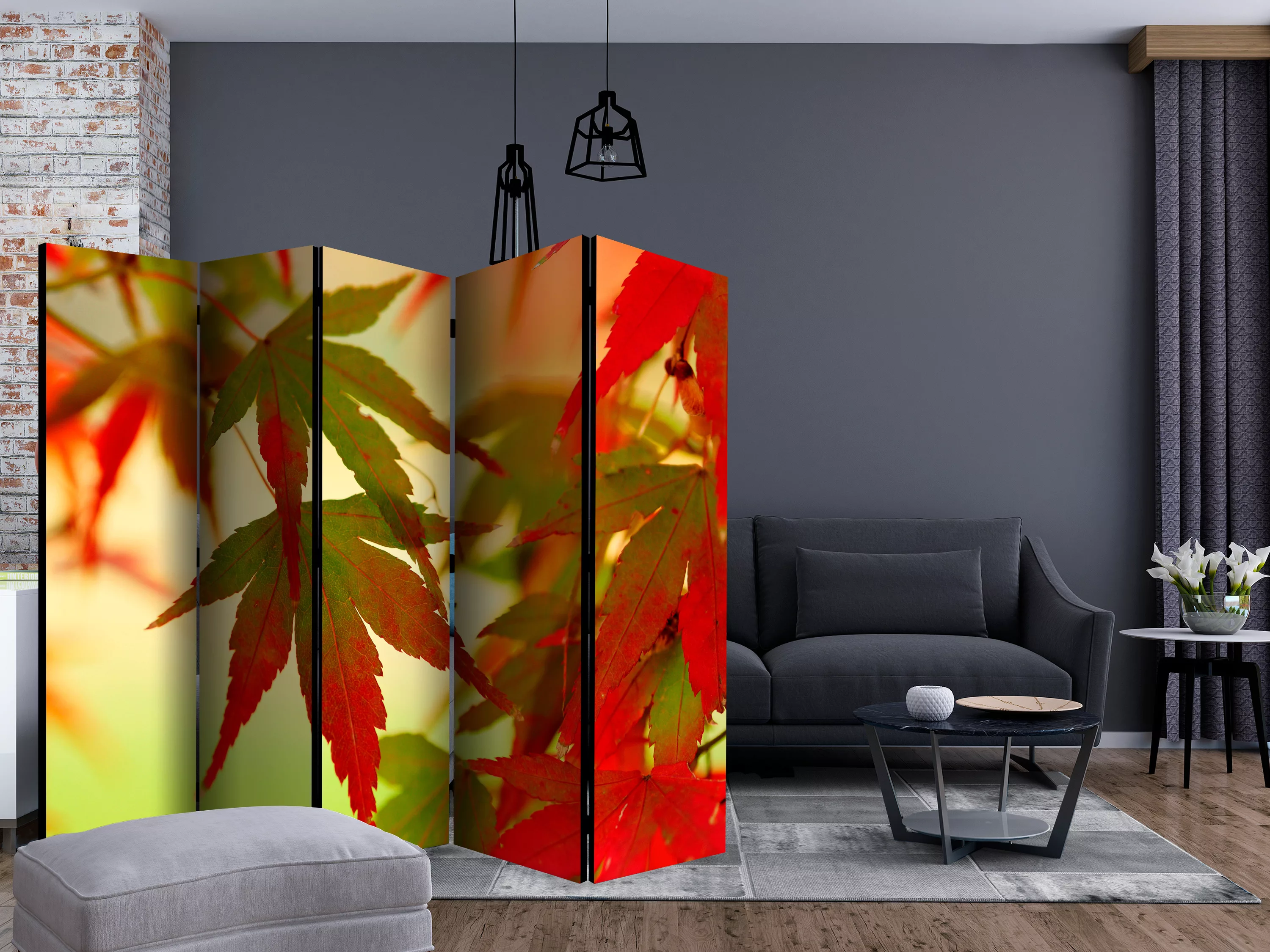 5-teiliges Paravent - Colourful Leaves Ii [room Dividers] günstig online kaufen