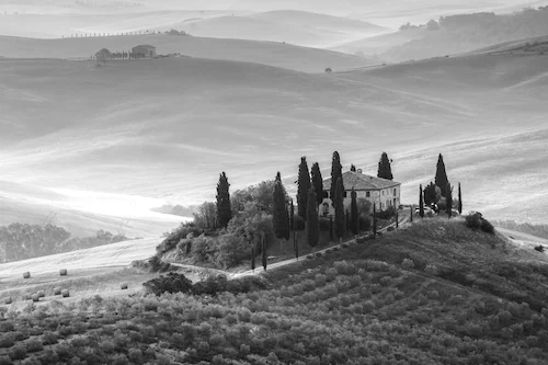 Papermoon Fototapete »Italien Landschaft Schwarz & Weiß« günstig online kaufen