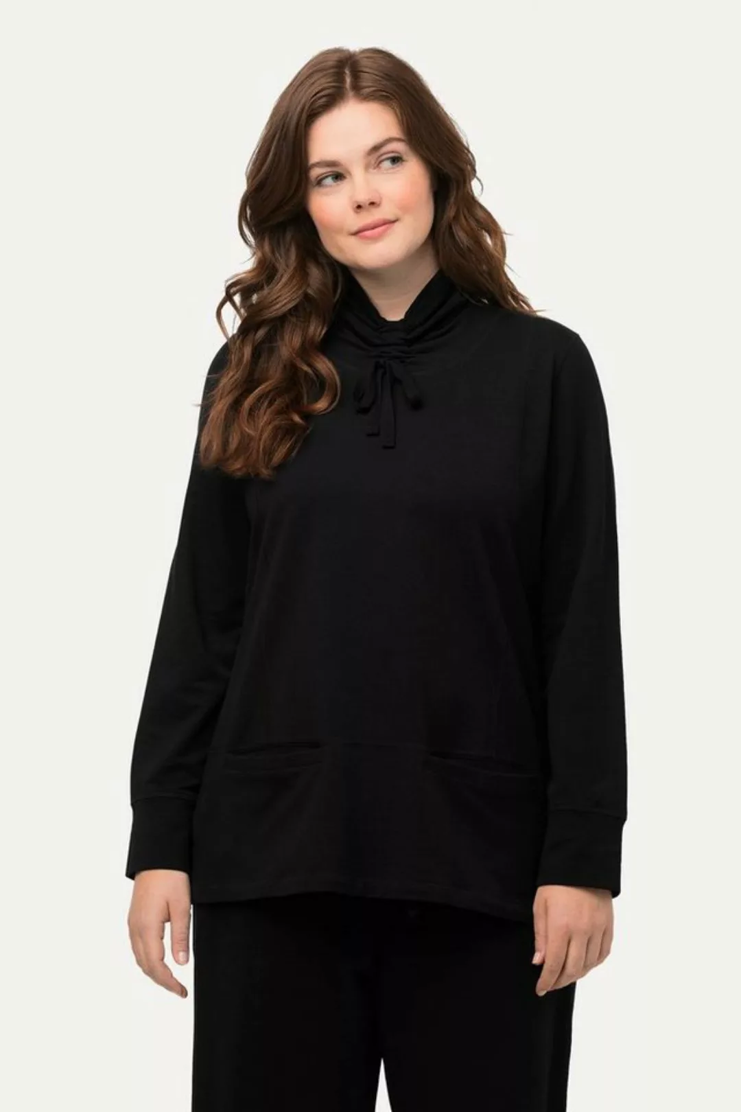 Ulla Popken Sweatshirt Sweatshirt Stehkragen Taschen Langarm Biobaumwolle günstig online kaufen