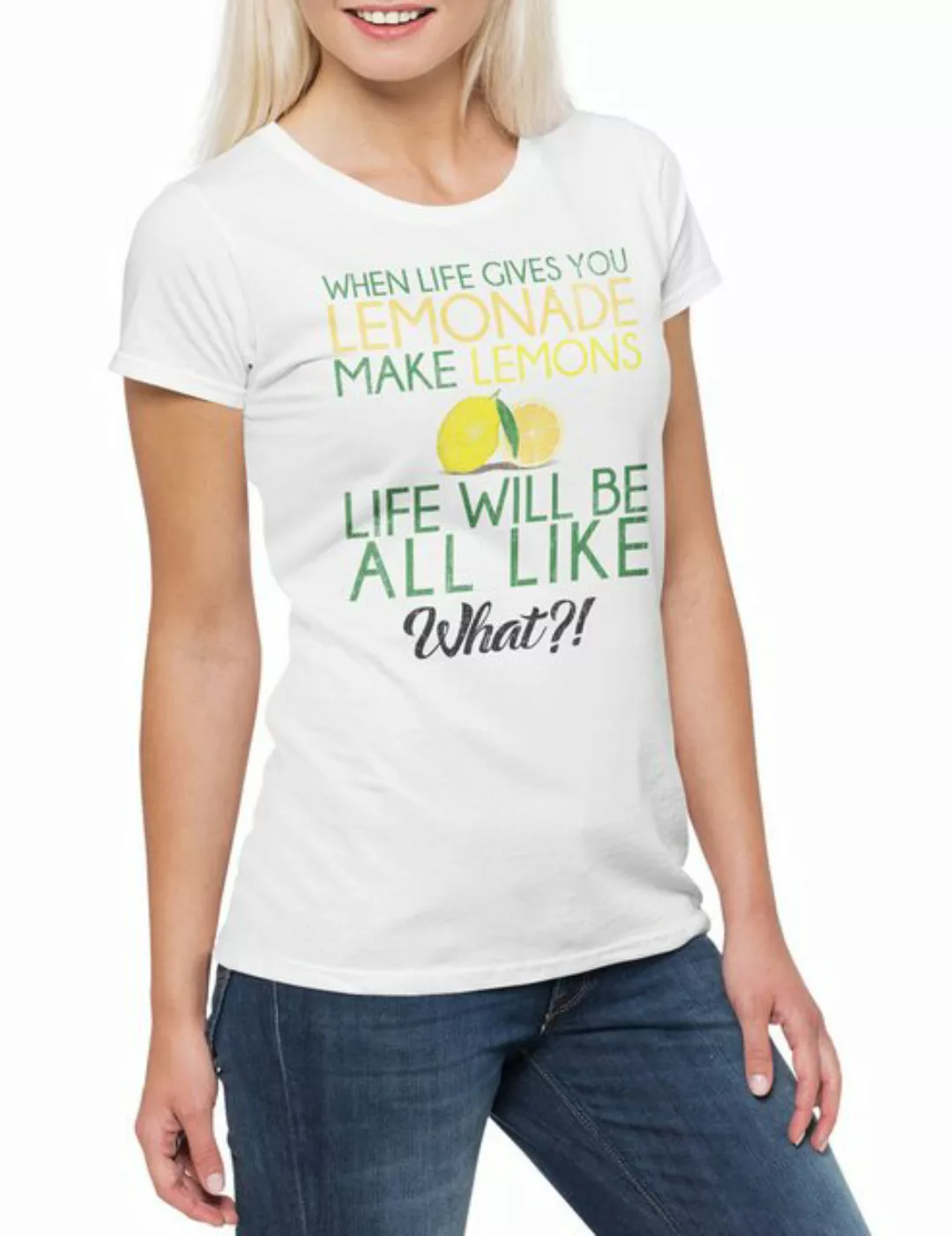 Urban Backwoods Print-Shirt When Live Gives You Lemonade Damen T-Shirt Mode günstig online kaufen