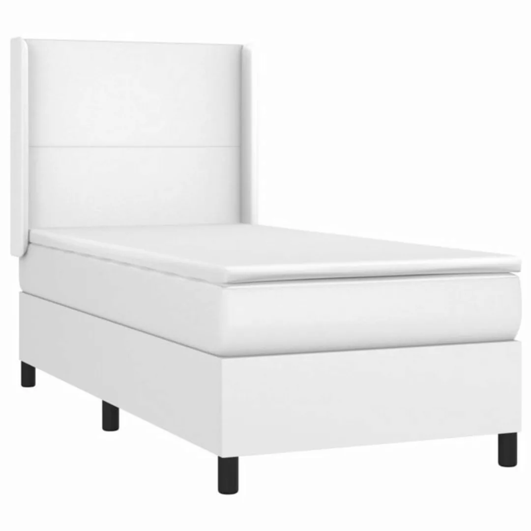 vidaXL Bett Boxspringbett mit Matratze Weiß 80x200 cm Kunstleder günstig online kaufen