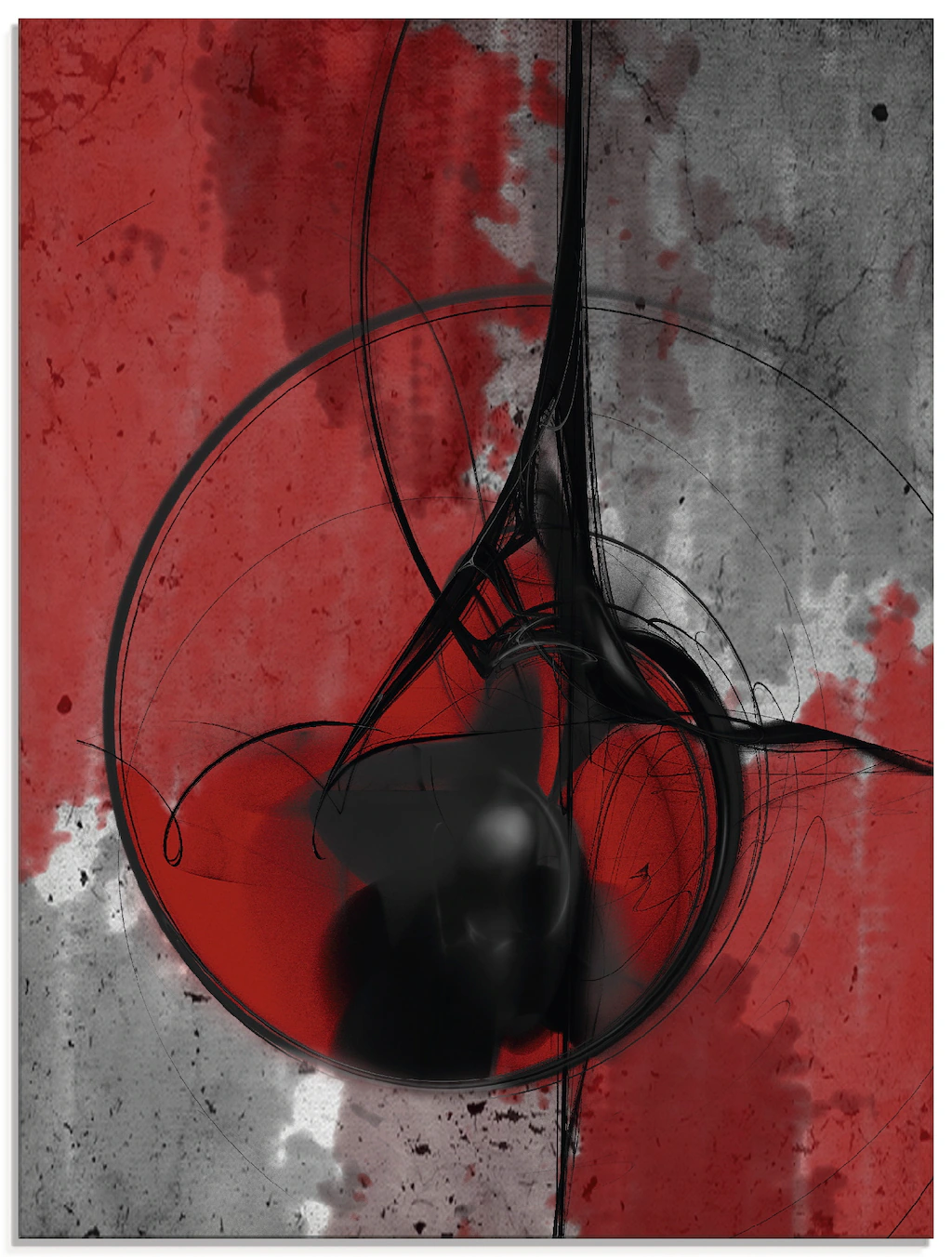 Artland Glasbild "Abstrakt in rot und schwarz", Gegenstandslos, (1 St.), in günstig online kaufen