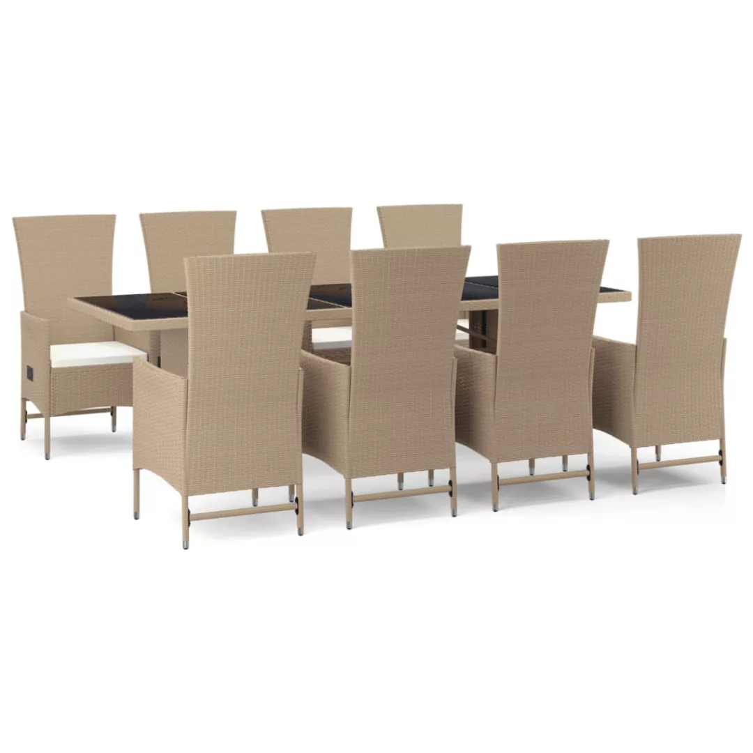 Vidaxl 9-tlg. Garten-essgruppe Mit Kissen Beige Poly Rattan günstig online kaufen