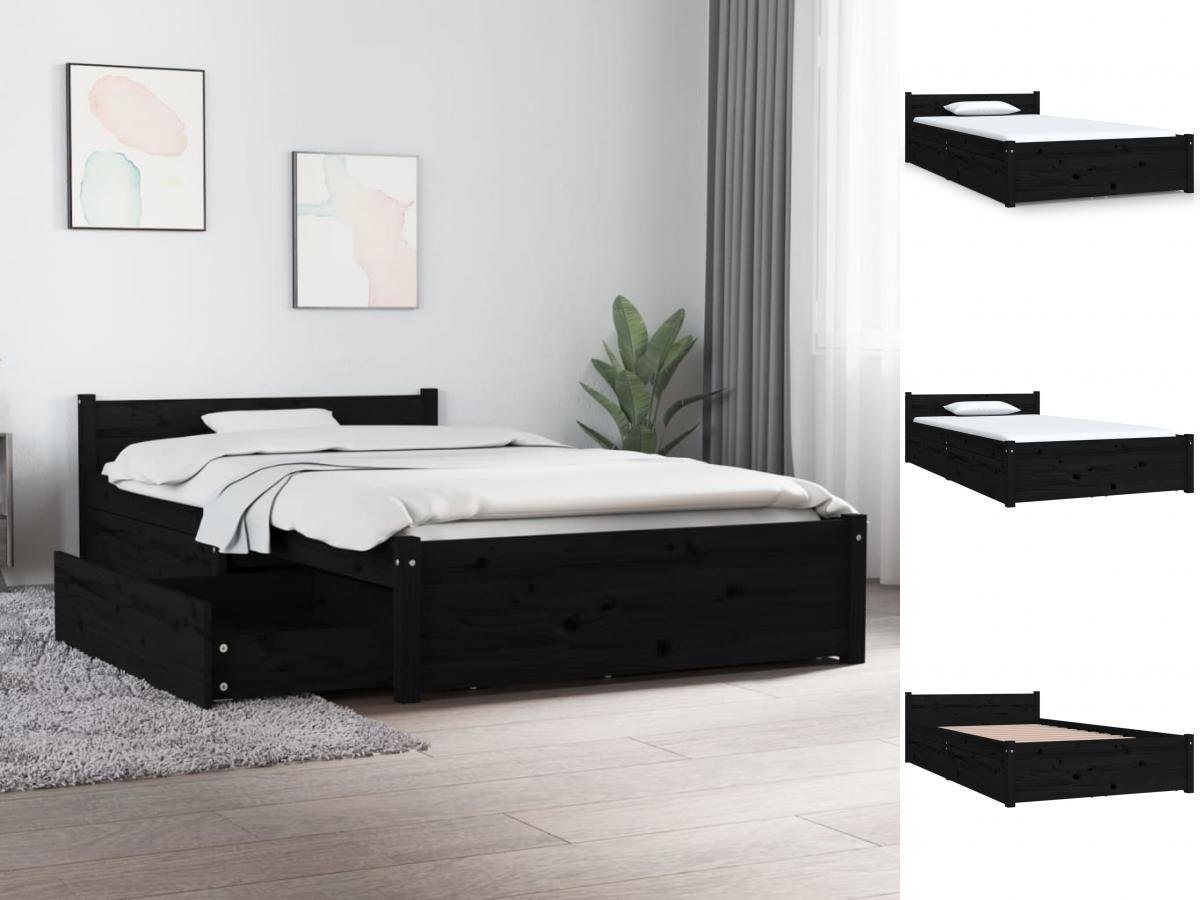 vidaXL Bettgestell Bett mit Schubladen Schwarz 90x200 cm Bett Bettgestell E günstig online kaufen