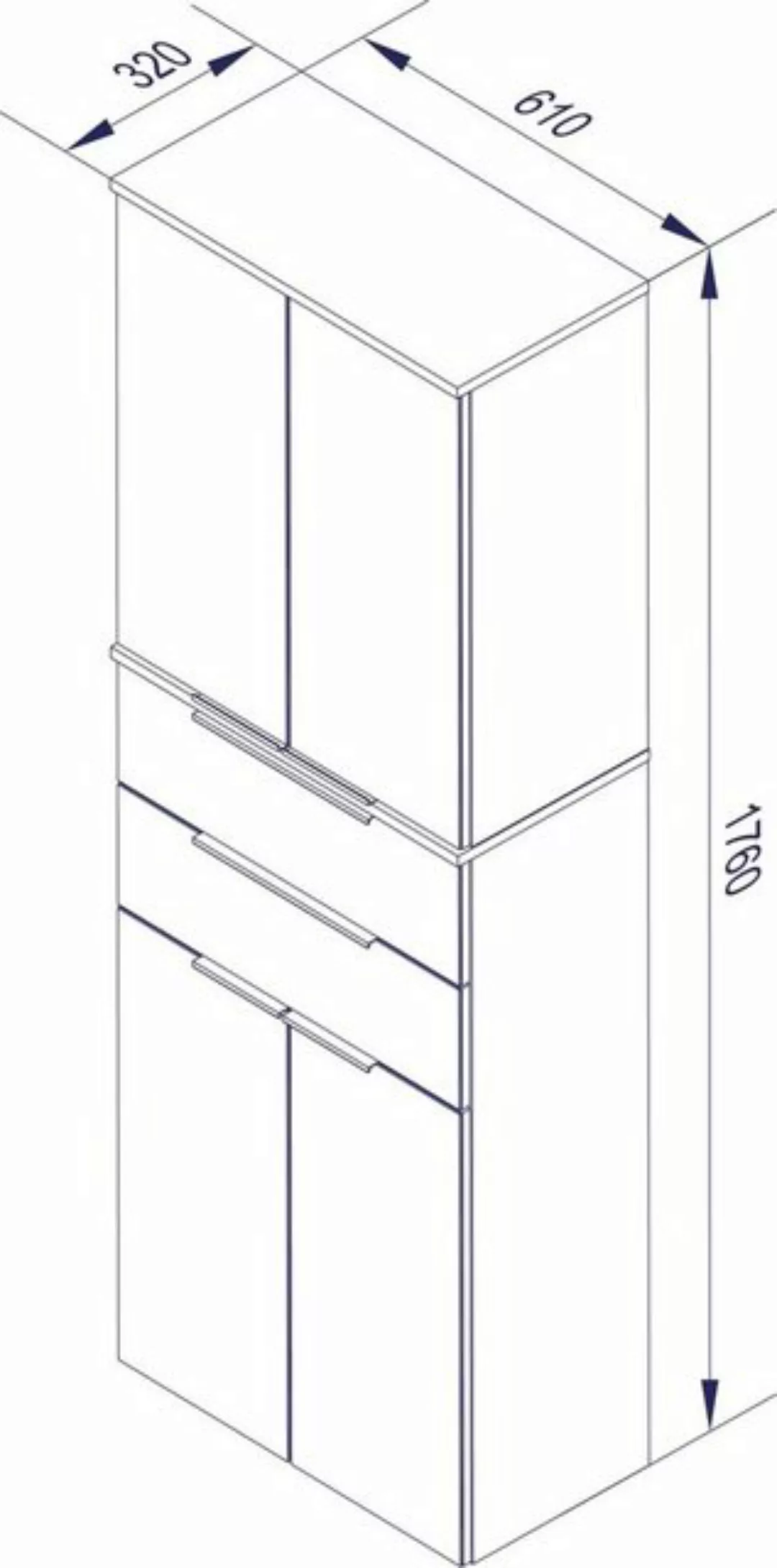 Fackelmann Bad-Hochschrank Kara Anthrazit 61 cm günstig online kaufen