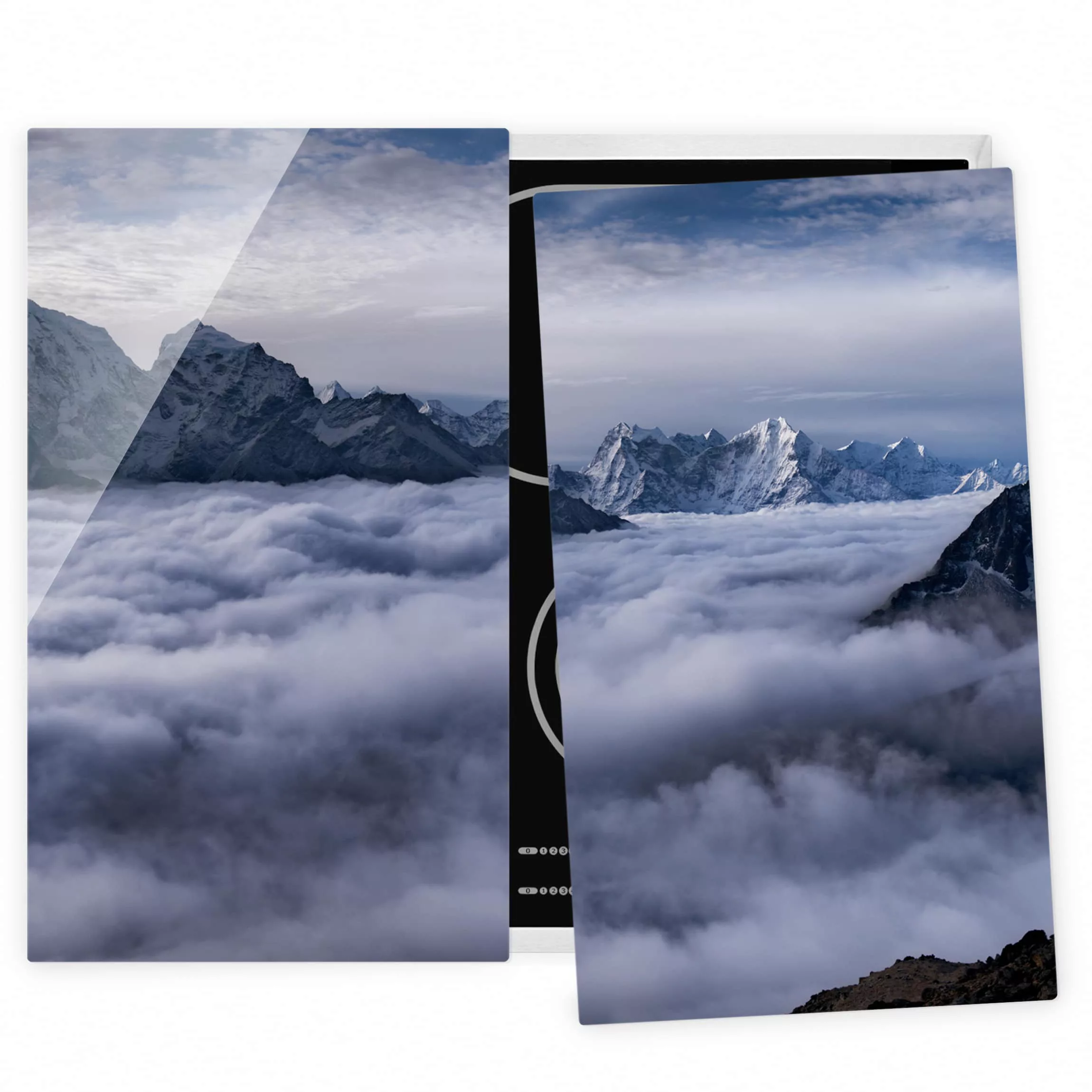 2-teilige Herdabdeckplatte Glas Natur & Landschaft Wolkenmeer im Himalaya günstig online kaufen