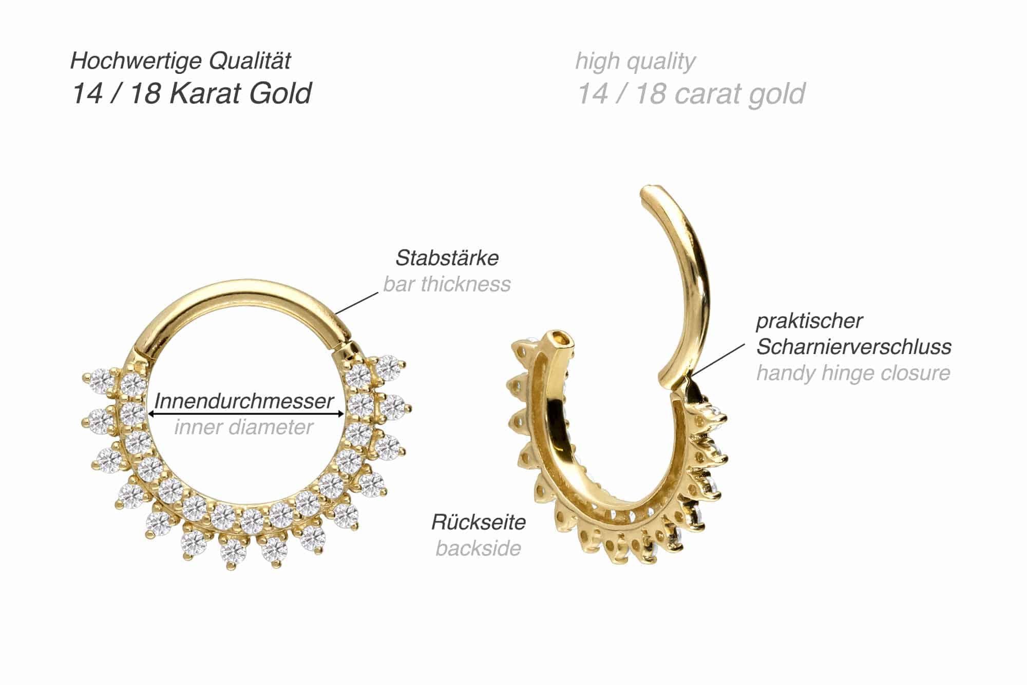 PIERCINGLINE Nasenpiercing 14/18 Karat Gold Segmentring günstig online kaufen