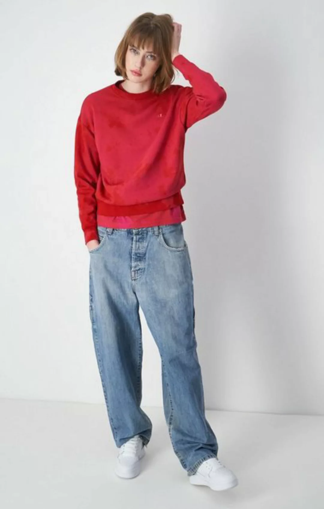 Champion Sweatshirt Champion Relax Sweatshirt Batik Rot L günstig online kaufen