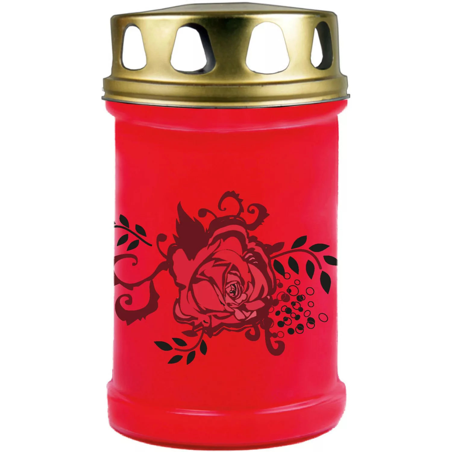 HS Candle Grabkerze Rot 48h Deckel Gold Rose günstig online kaufen