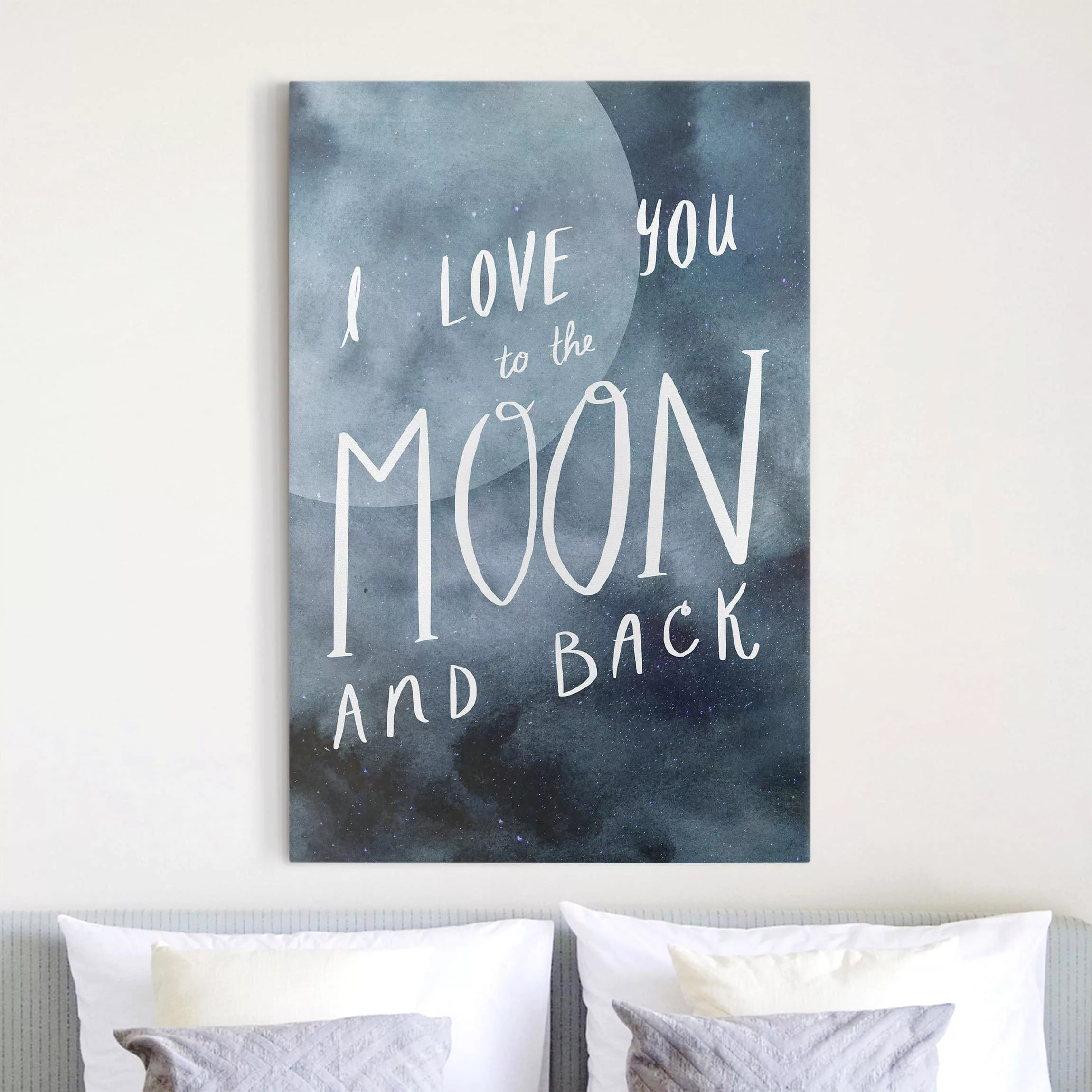 Leinwandbild Spruch - Hochformat Himmlische Liebe - Mond günstig online kaufen