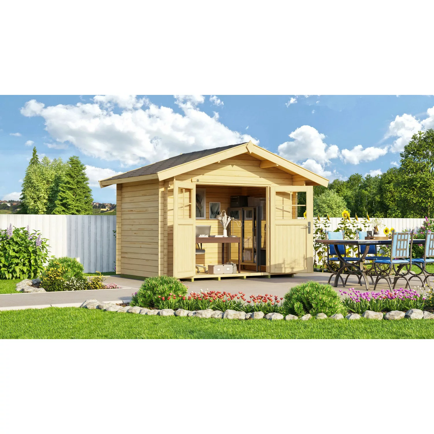 Weka Holz-Gartenhaus/Gerätehaus Satteldach Unbehandelt 320 cm günstig online kaufen