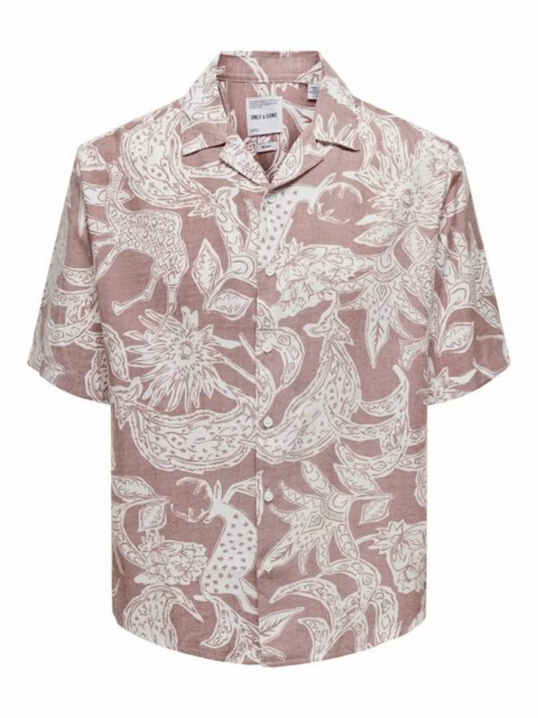 ONLY & SONS Kurzarmhemd Sommer Hemd mit Resort-Kragen 7559 in Terracotta günstig online kaufen