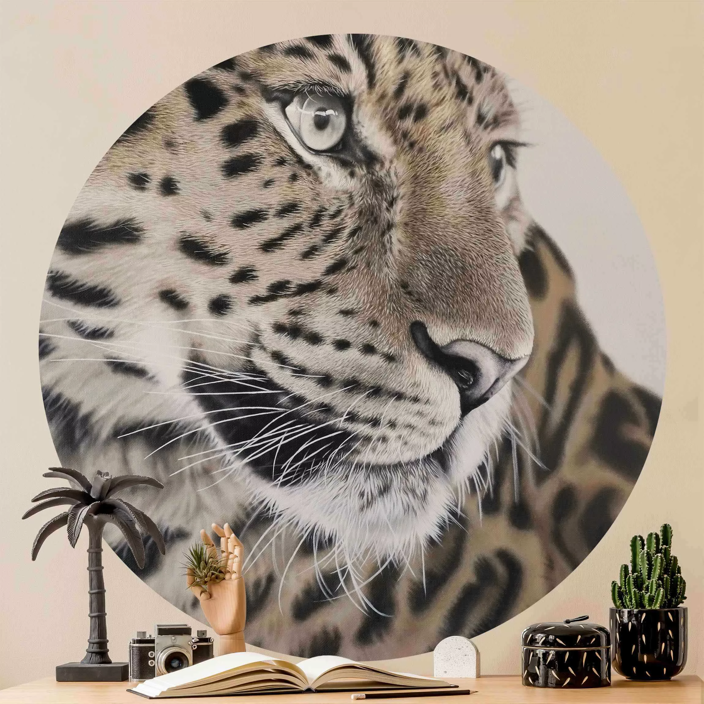 Runde Tapete selbstklebend Der Leopard günstig online kaufen