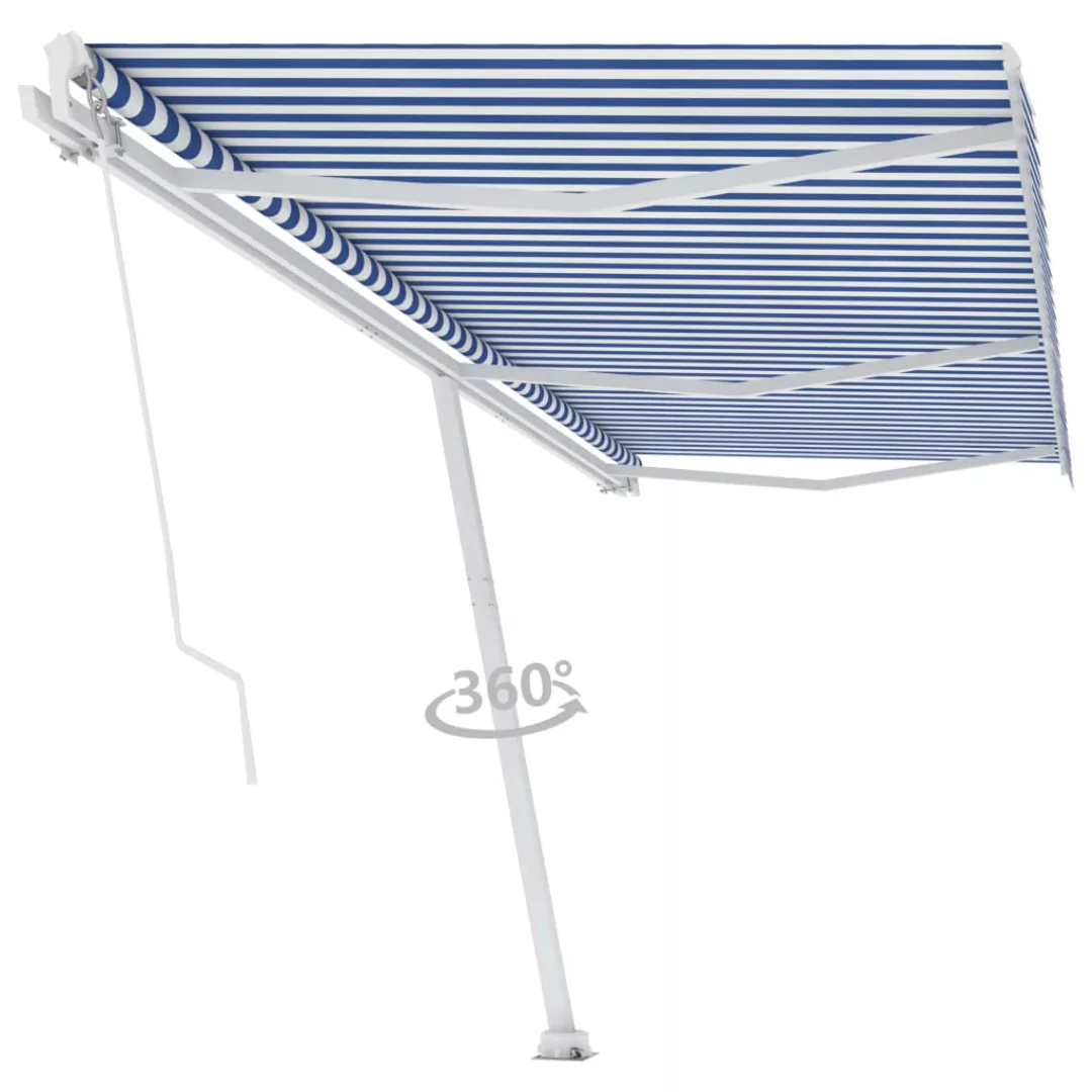 Standmarkise Einziehbar Handbetrieben 600x350 Cm Blau/weiß günstig online kaufen