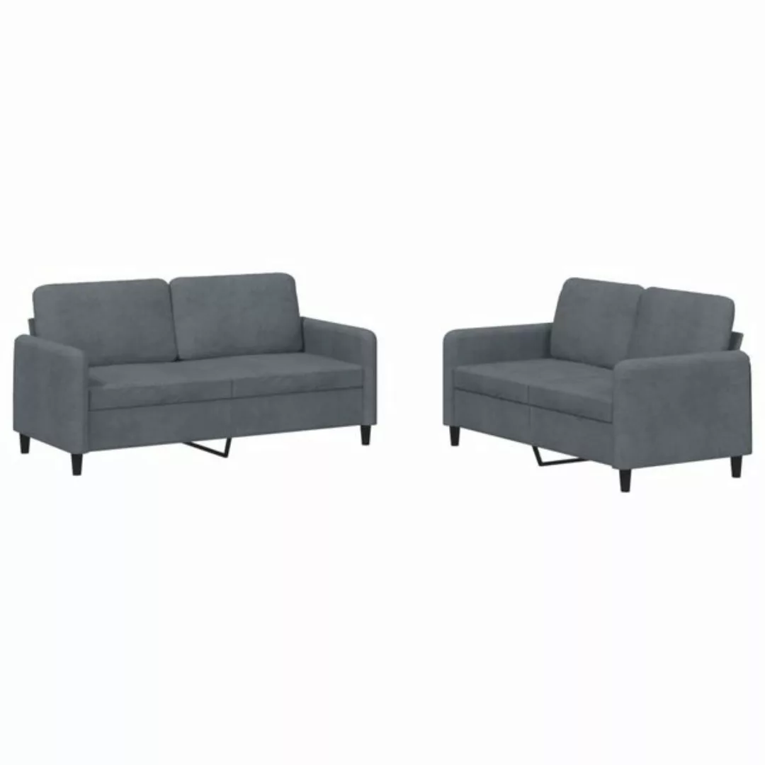 vidaXL Sofa 2-tlg. Sofagarnitur Dunkelgrau Samt günstig online kaufen