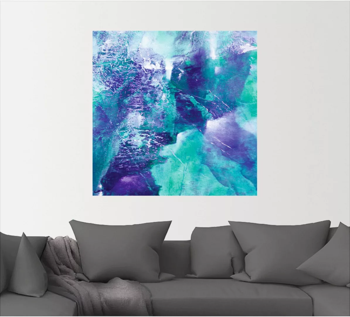Artland Wandfolie "Abstrakte Komposition grün und violett", Gegenstandslos, günstig online kaufen