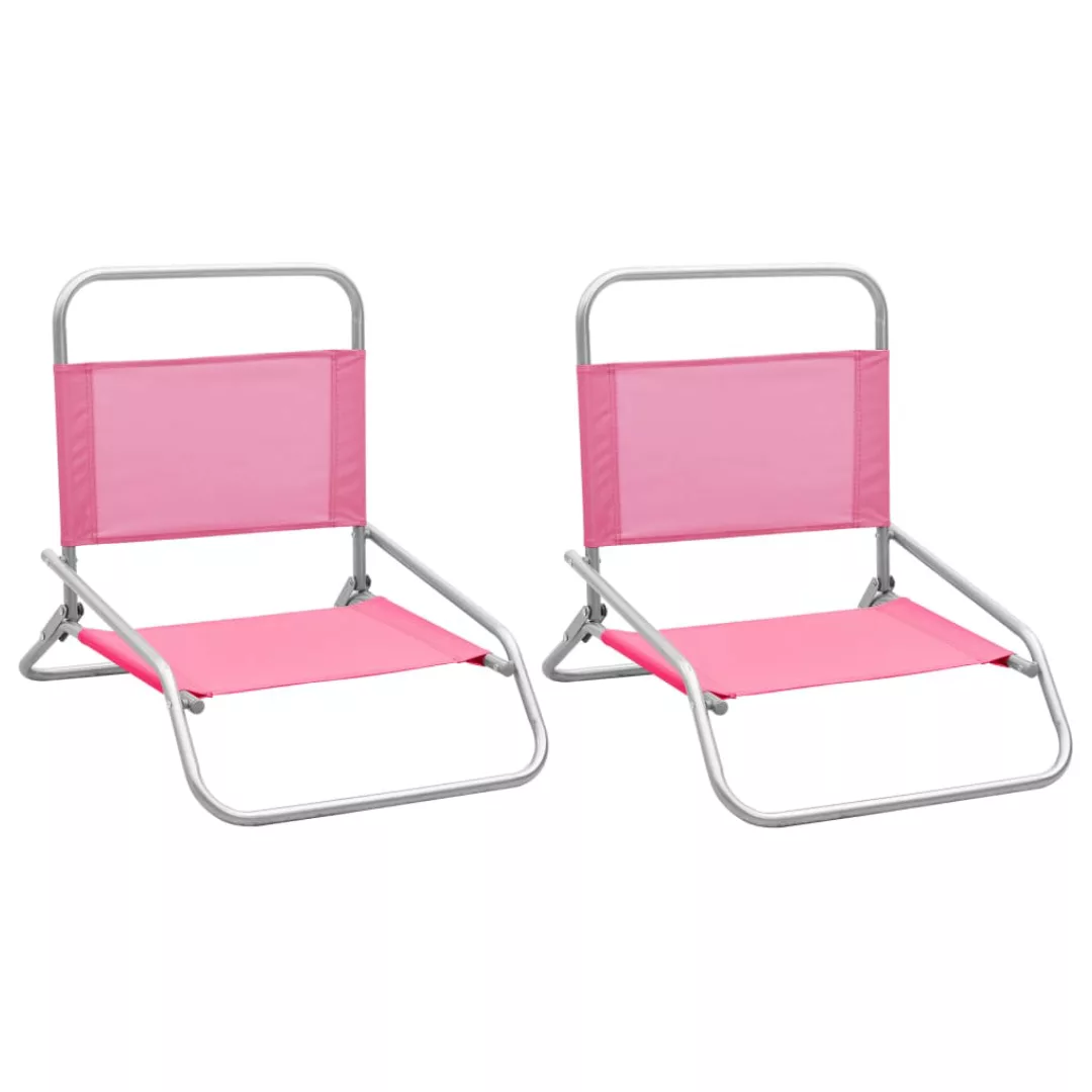 Klappbare Strandstühle 2 Stk. Rosa Stoff günstig online kaufen
