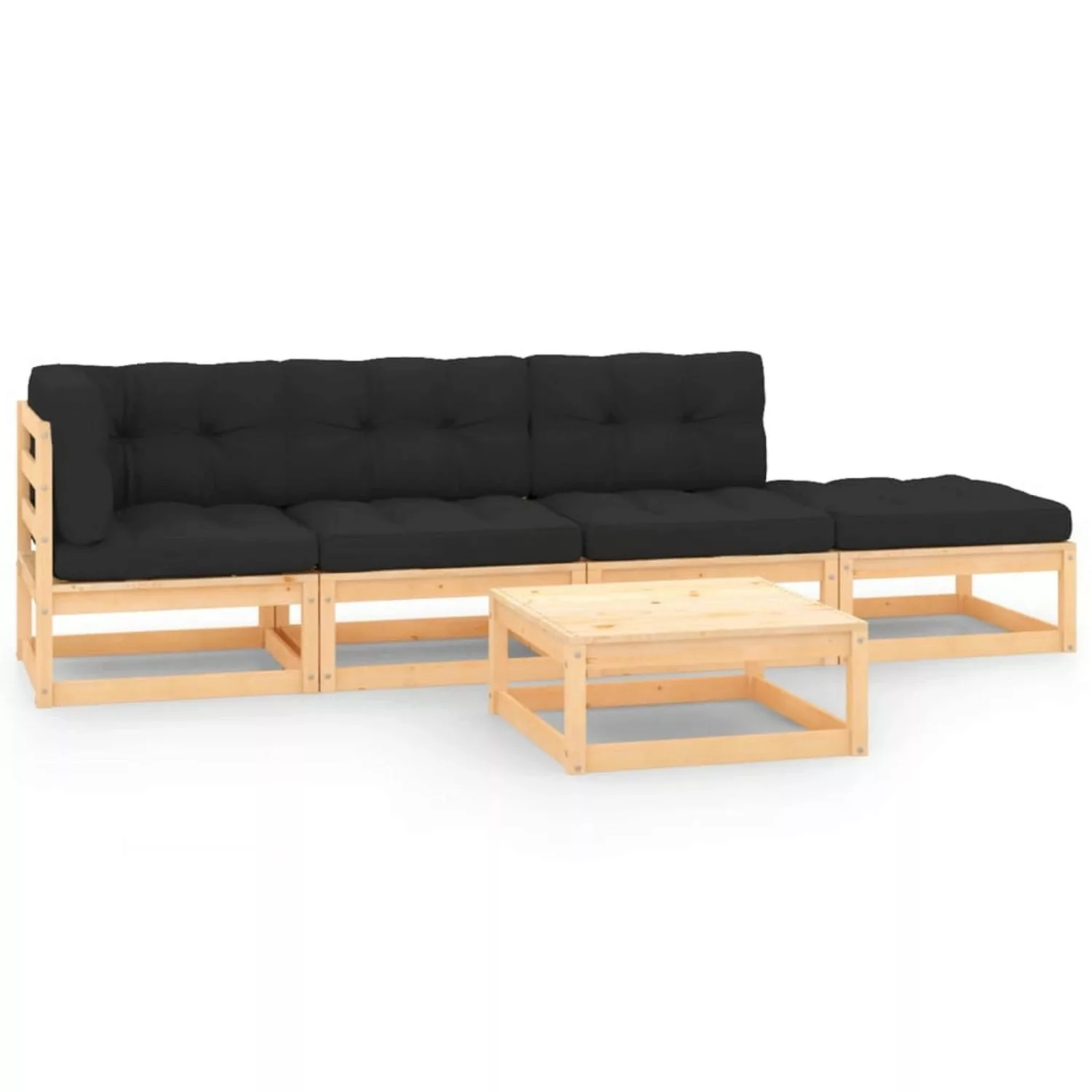 5-tlg. Garten-lounge-set Mit Kissen Massivholz Kiefer günstig online kaufen