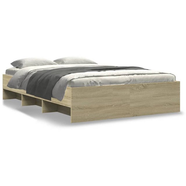 vidaXL Bett, Bettgestell ohne Matratze Sonoma-Eiche 120x200 cm Holzwerkstof günstig online kaufen