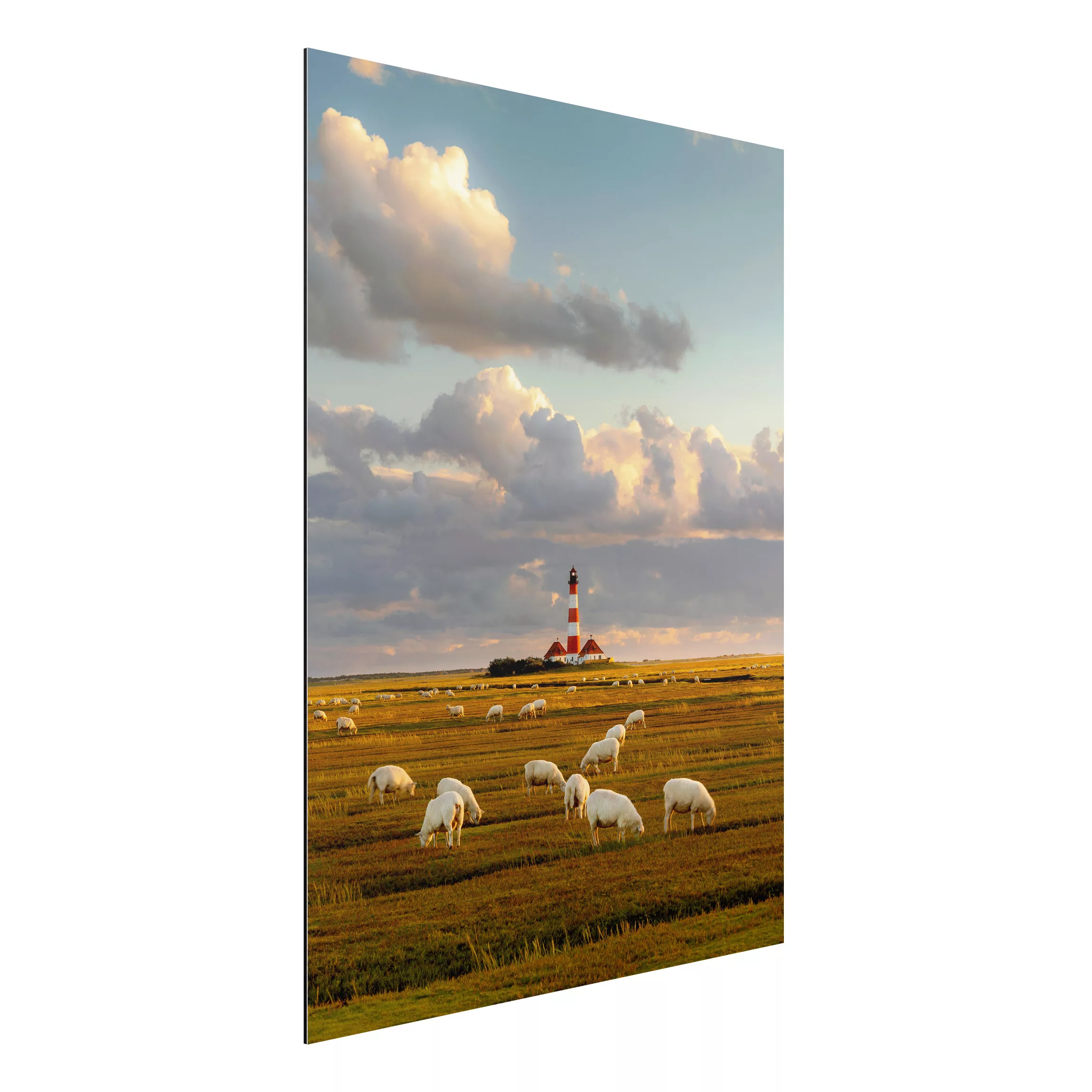 Alu-Dibond Bild Natur & Landschaft - Hochformat 3:4 Nordsee Leuchtturm mit günstig online kaufen