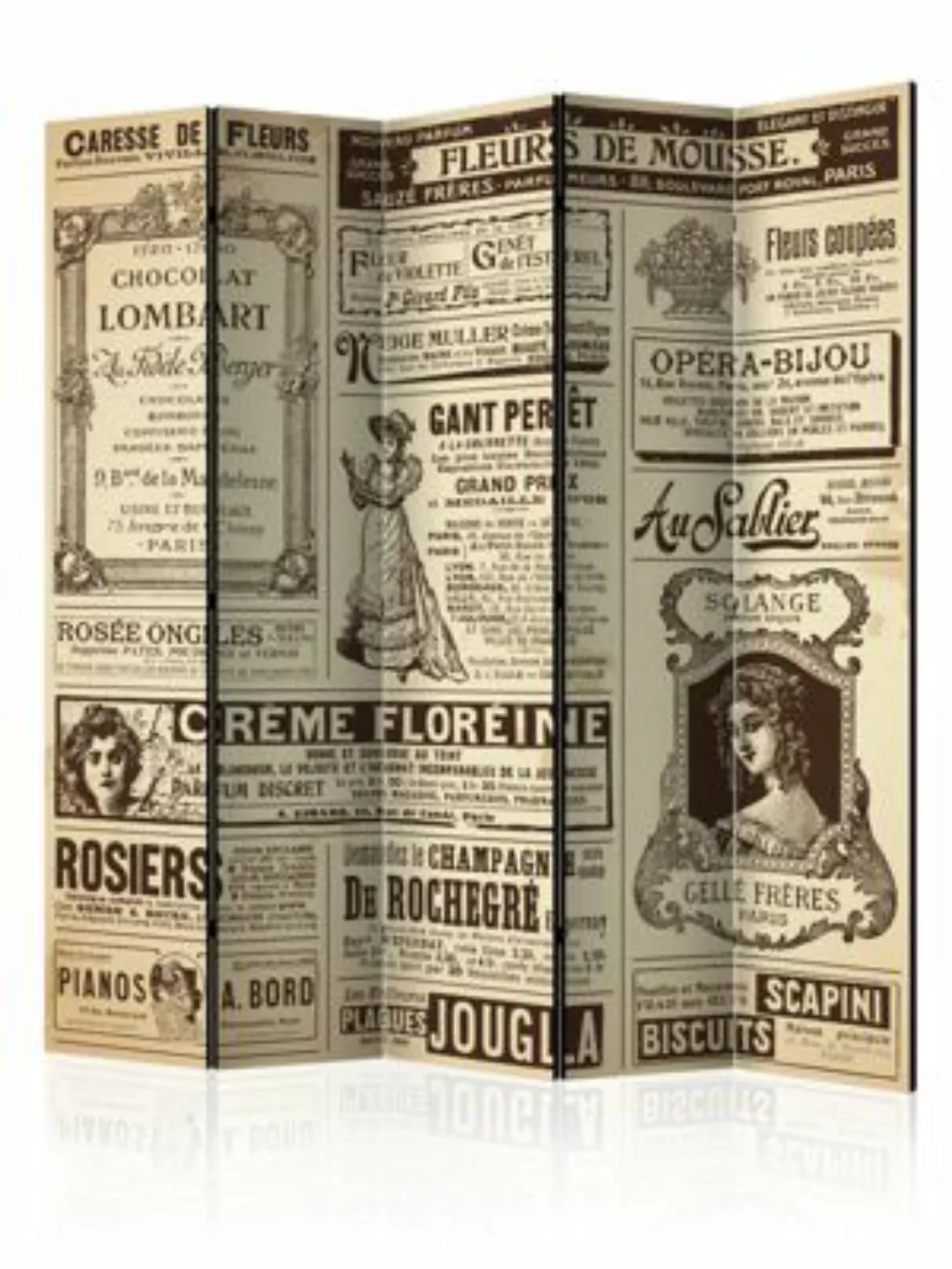 artgeist Paravent Vintage Magazines II [Room Dividers] beige/braun Gr. 225 günstig online kaufen