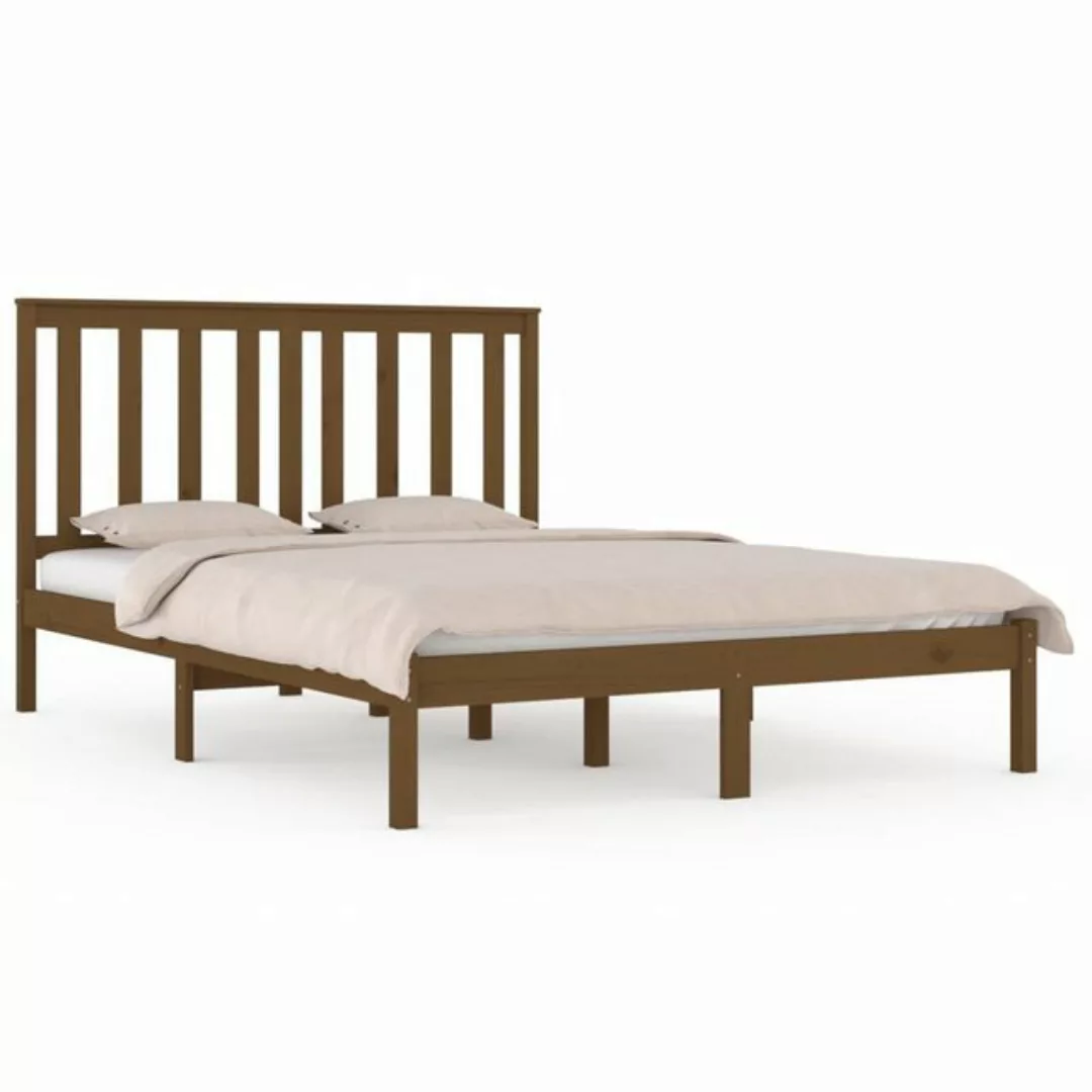 furnicato Bett Massivholzbett Honigbraun Kiefer 200x200 cm günstig online kaufen