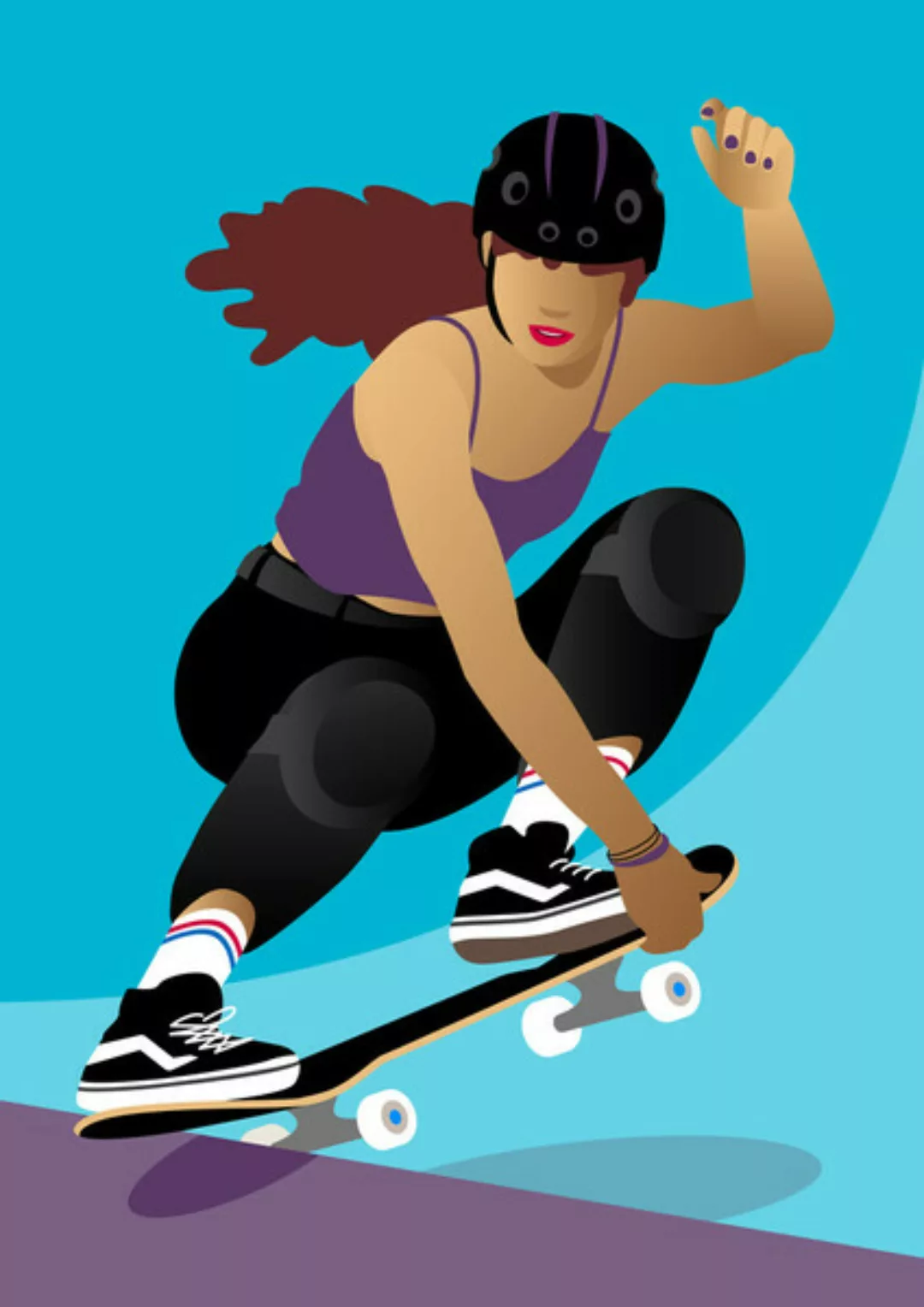 Poster / Leinwandbild - Mädchen Mit Skateboard günstig online kaufen