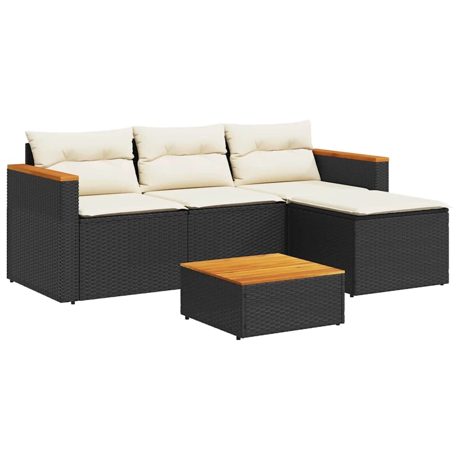 vidaXL 3-Tlg Garten-Sofagarnitur mit Kissen Schwarz Poly Rattan 365826 günstig online kaufen