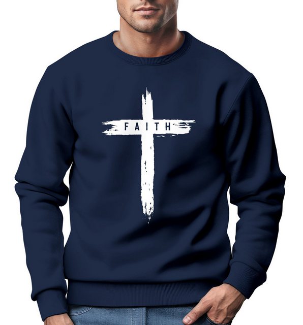 Neverless Sweatshirt Sweatshirt Herren Aufdruck Kreuz Cross Faith Glaube Tr günstig online kaufen