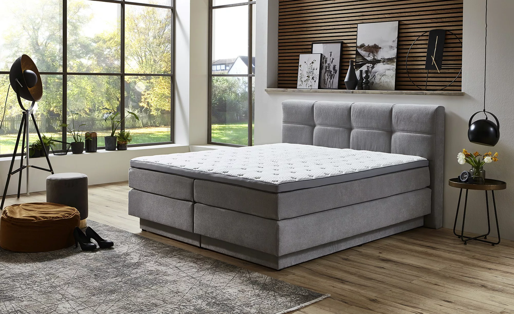 Boxspringbett Portage silber Liegefläche B/L: ca. 180x200 cm günstig online kaufen