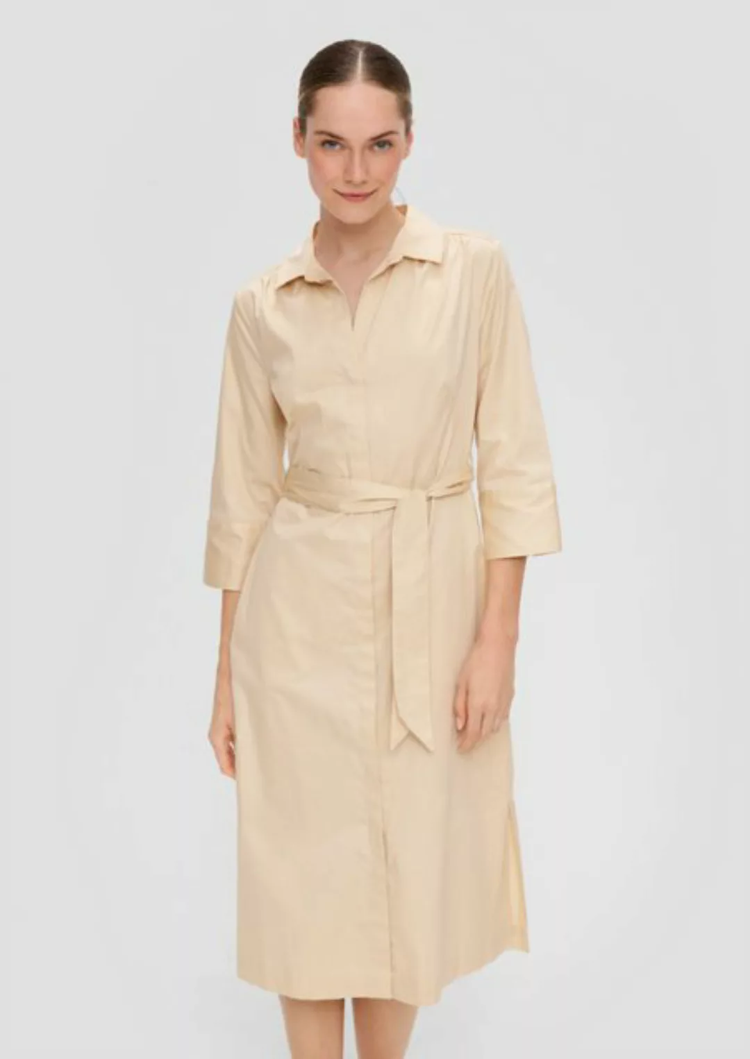 s.Oliver BLACK LABEL Maxikleid Hemdblusenkleid aus Baumwolle mit Bindegürte günstig online kaufen