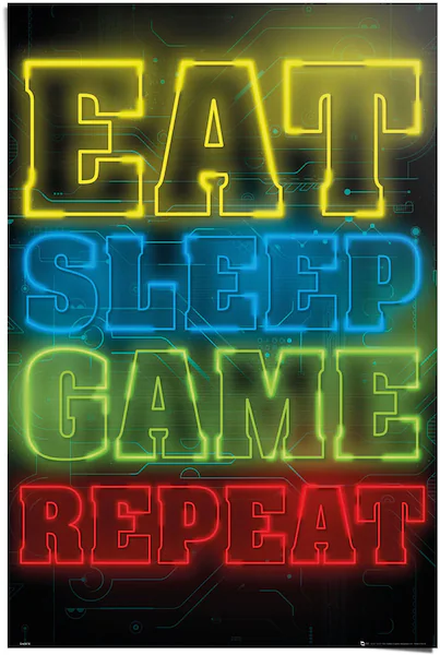 Reinders! Poster »Poster Zocken Eat sleep game repeat«, Spiele, (1 St.) günstig online kaufen