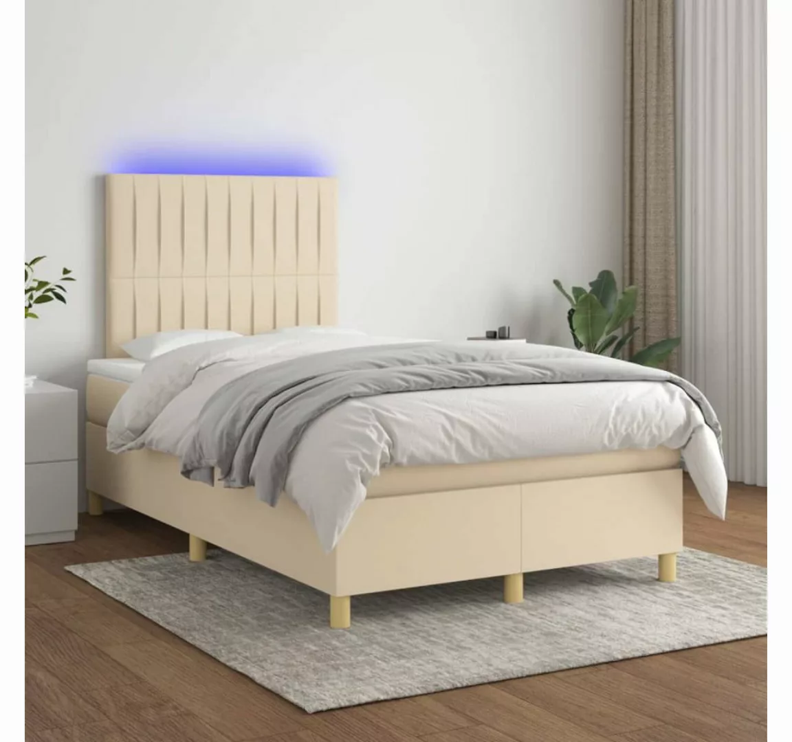 vidaXL Boxspringbett Bett Boxspringbett mit Matratze & Topper & LED (120 x günstig online kaufen