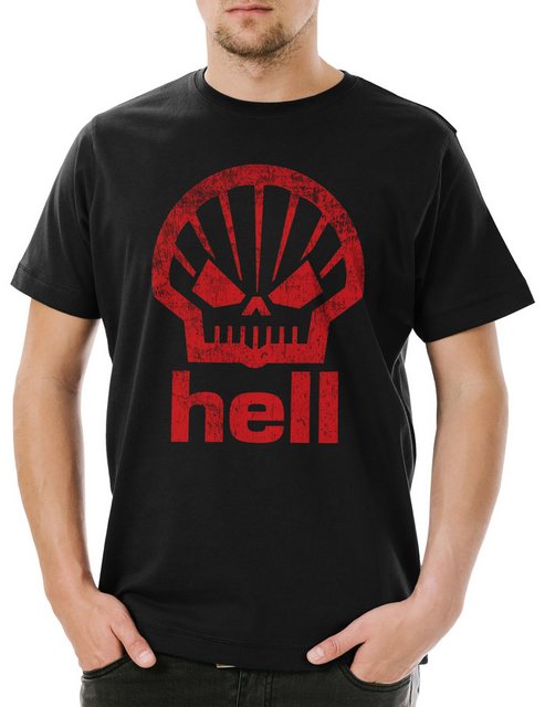 Urban Backwoods Print-Shirt Shell Hell Herren T-Shirt Tankstelle Hölle Fun günstig online kaufen