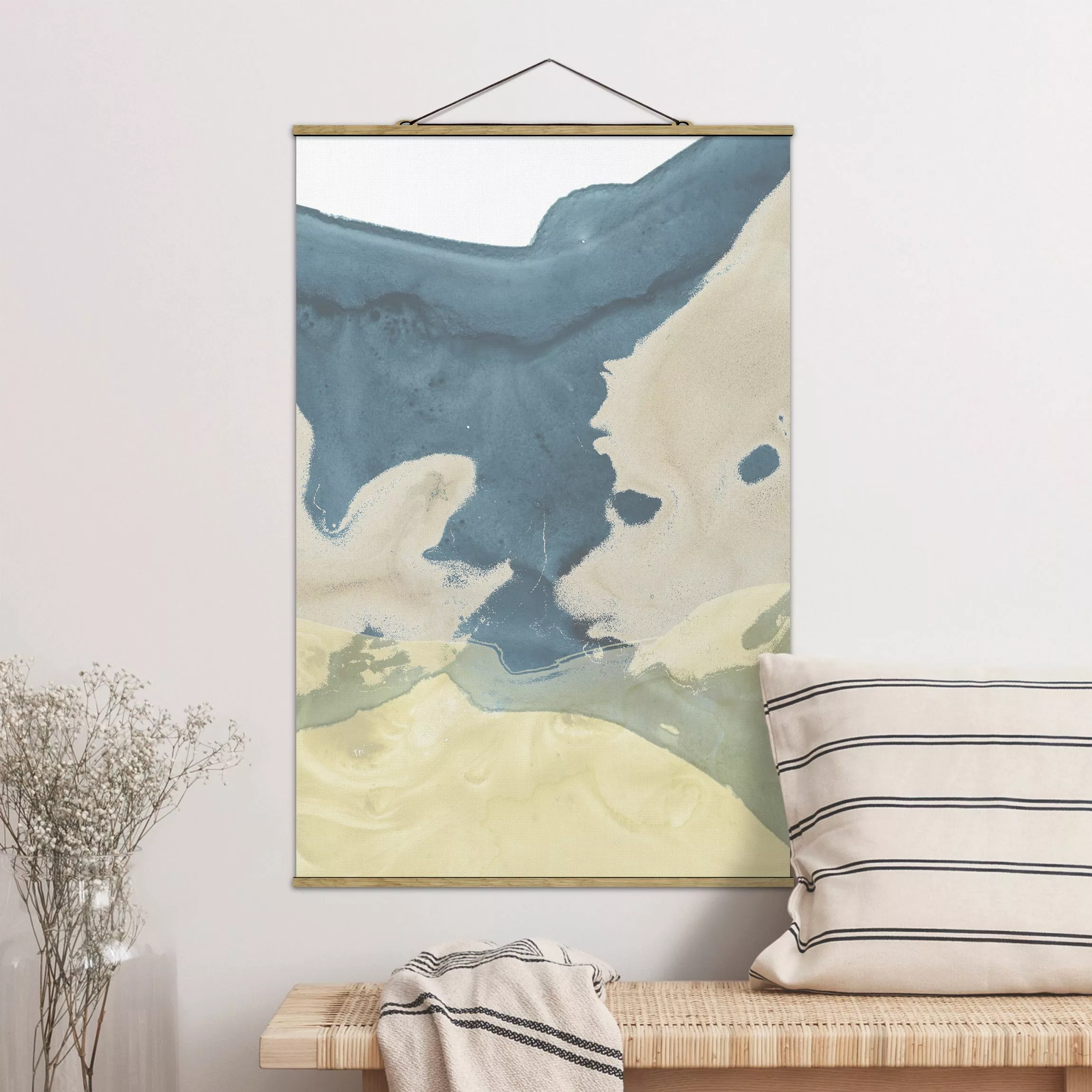 Stoffbild Abstrakt mit Posterleisten - Hochformat Ozean und Wüste II günstig online kaufen
