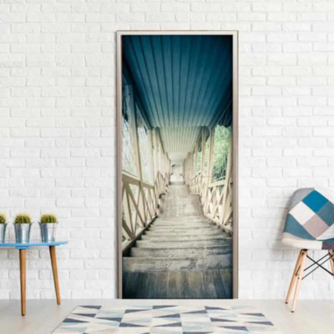 artgeist Türtapete Wooden Vintage Stairway mehrfarbig Gr. 80 x 210 günstig online kaufen