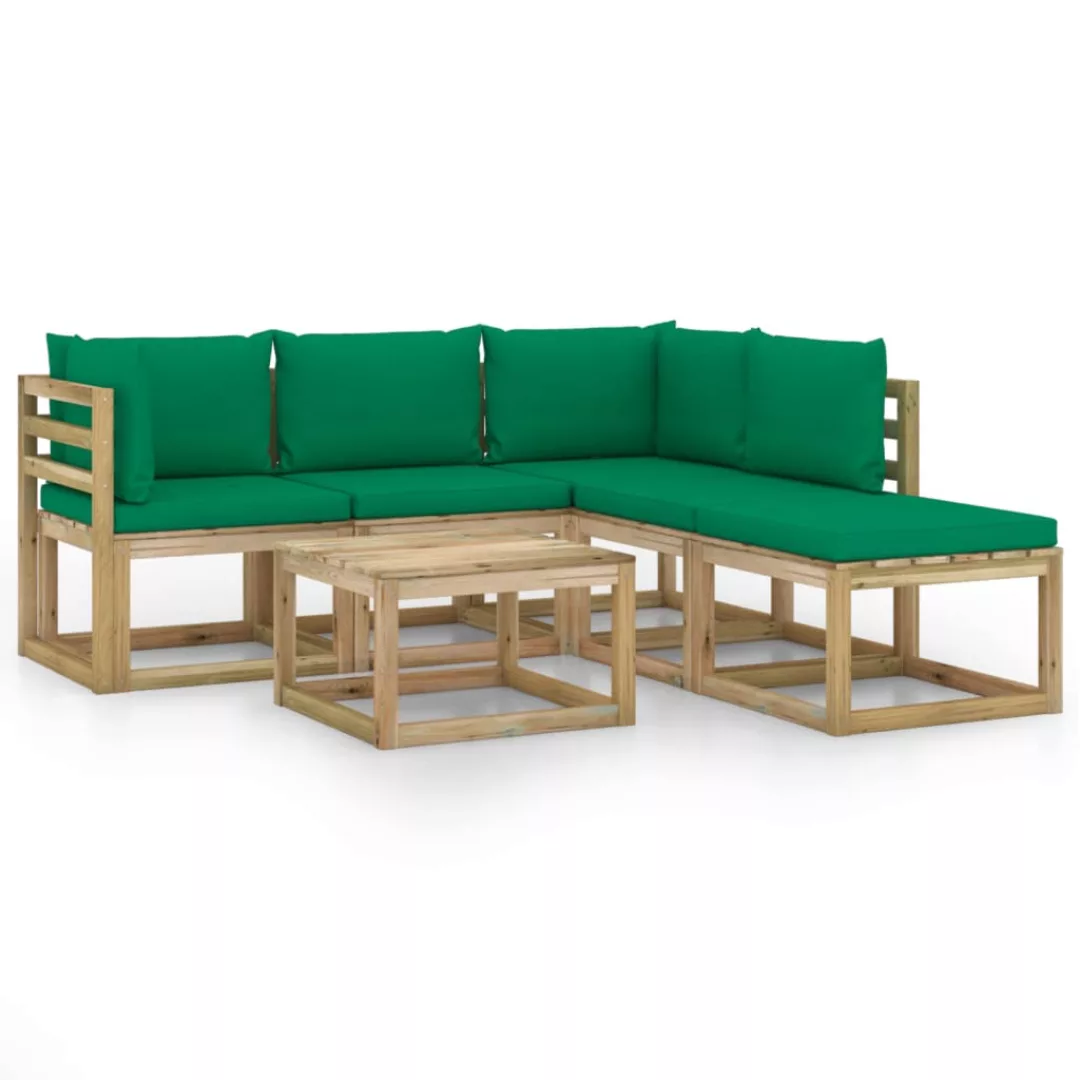 6-tlg. Garten-lounge-set Mit Grünen Kissen günstig online kaufen