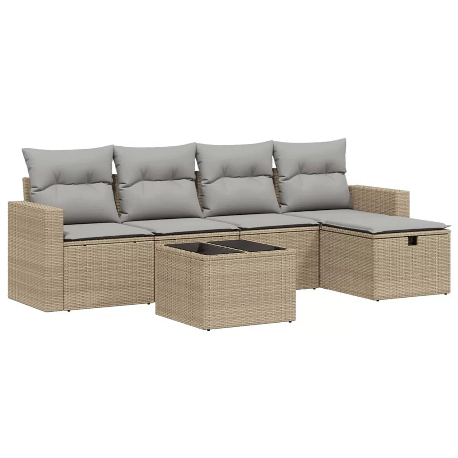 vidaXL 6-tlg Garten-Sofagarnitur mit Kissen Beige Poly Rattan Modell 193 günstig online kaufen