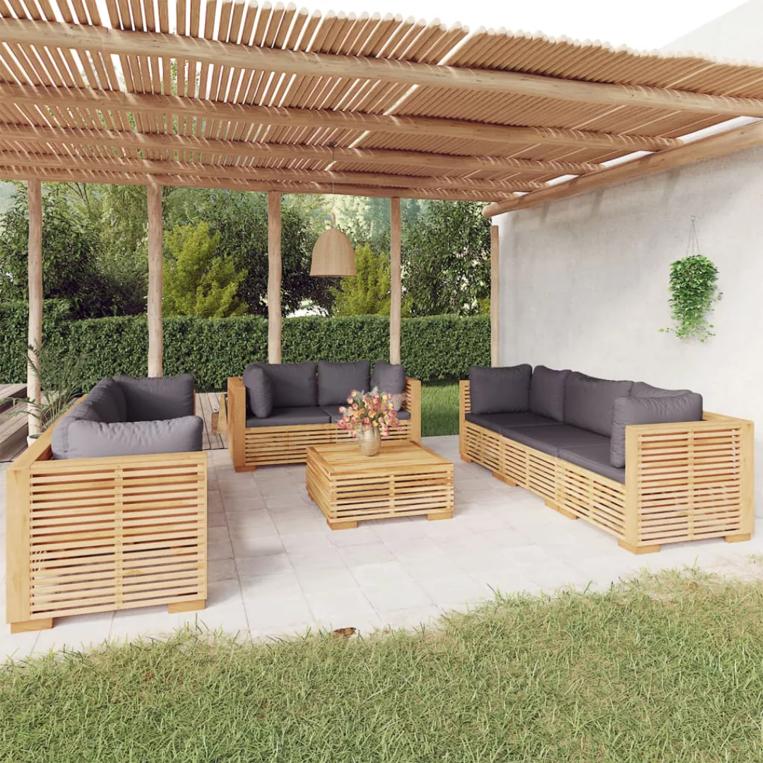 Vidaxl 9-tlg. Garten-lounge-set Mit Kissen Massivholz Teak günstig online kaufen