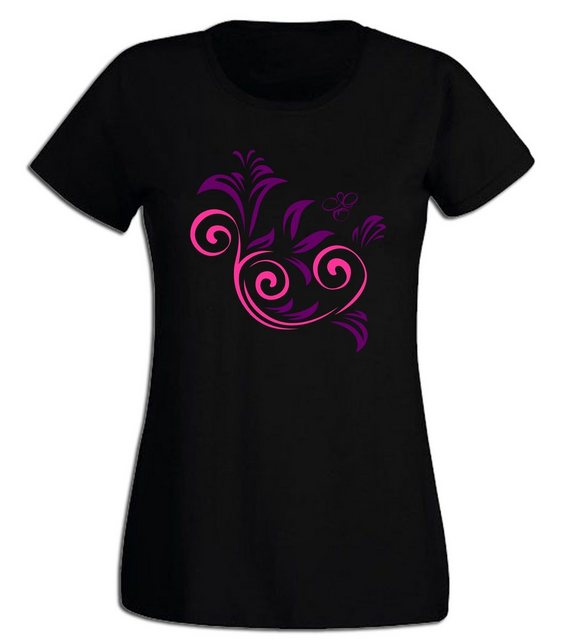 G-graphics T-Shirt Damen T-Shirt - Blumenranke Pink-Purple-Collection, Slim günstig online kaufen